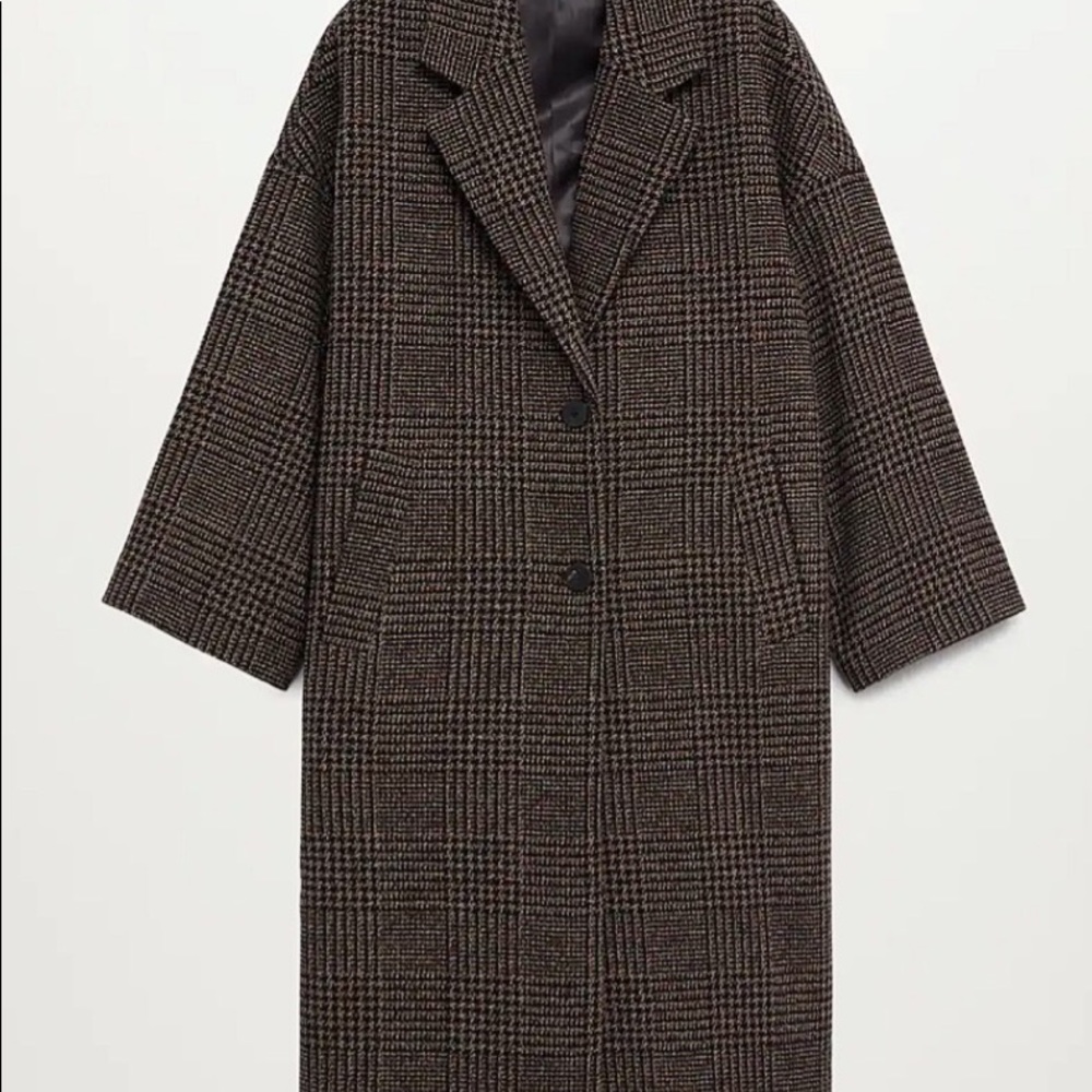 Mango wool blend plaid coat size M